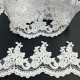 1 Yard Corded Embroidered Lace Trim 4" Wide 100% Polyester Net Mesh for Dresses & Costumes