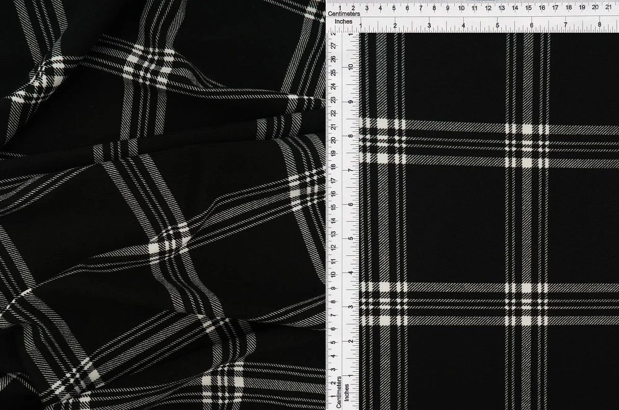 1 Yard Techno Crepe Plaid Print Fabric 220 GSM Polyester Spandex Blend 58/60" Width