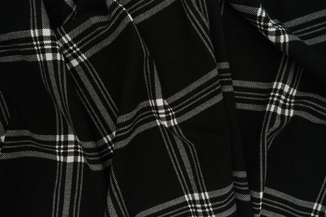 1 Yard Techno Crepe Plaid Print Fabric 220 GSM Polyester Spandex Blend 58/60" Width