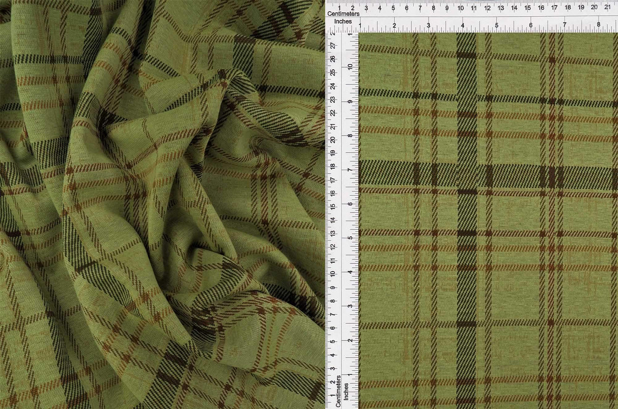 Double Knit Jacquard Plaid Fabric Heavyweight Stretch Material, 58/60" Wide