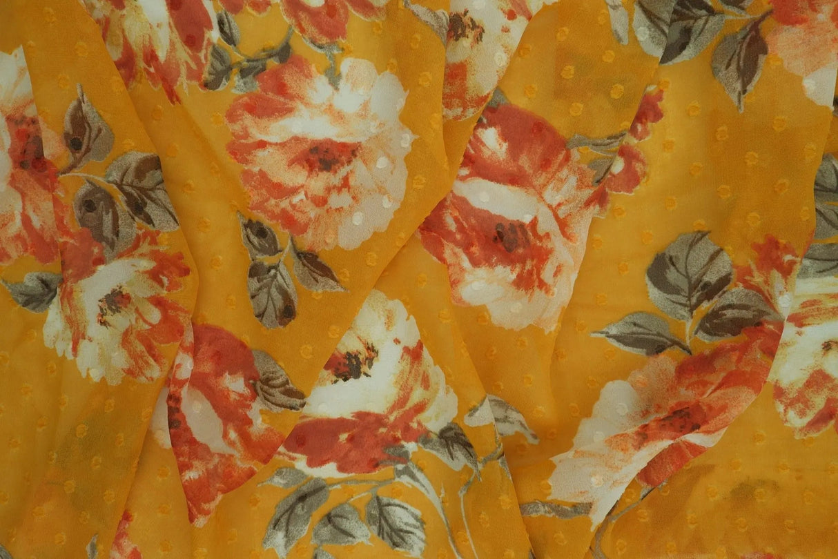 1 Yard Mango Cotton Blended Chiffon 57/58'' Wide Lightweight Semi Sheer Fabric