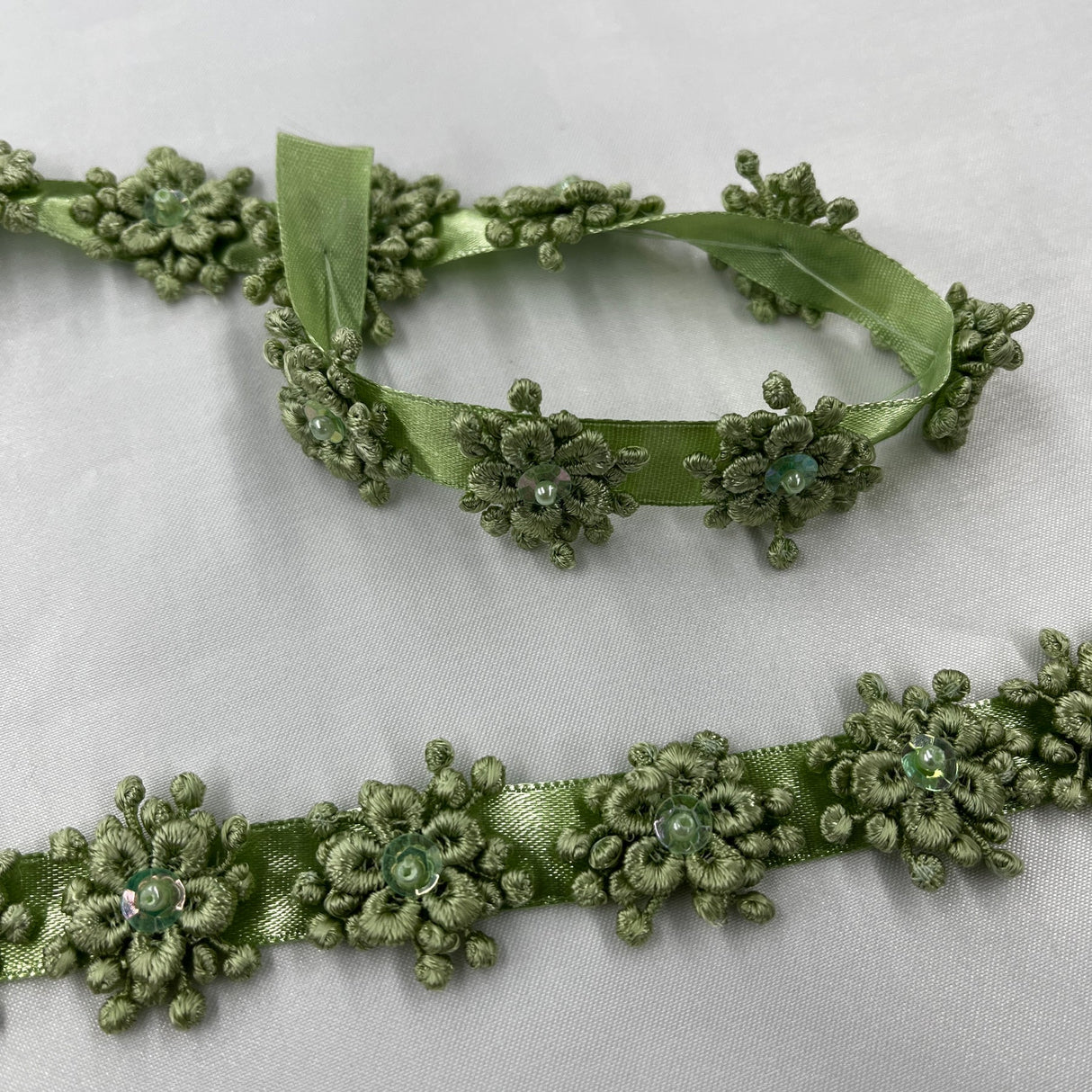 1 Yard Beaded 3D Guipure Floral Lace Trimming on Ribbon | 1" Wide | Elegant Trim for Bridal, Formal & Dancewear