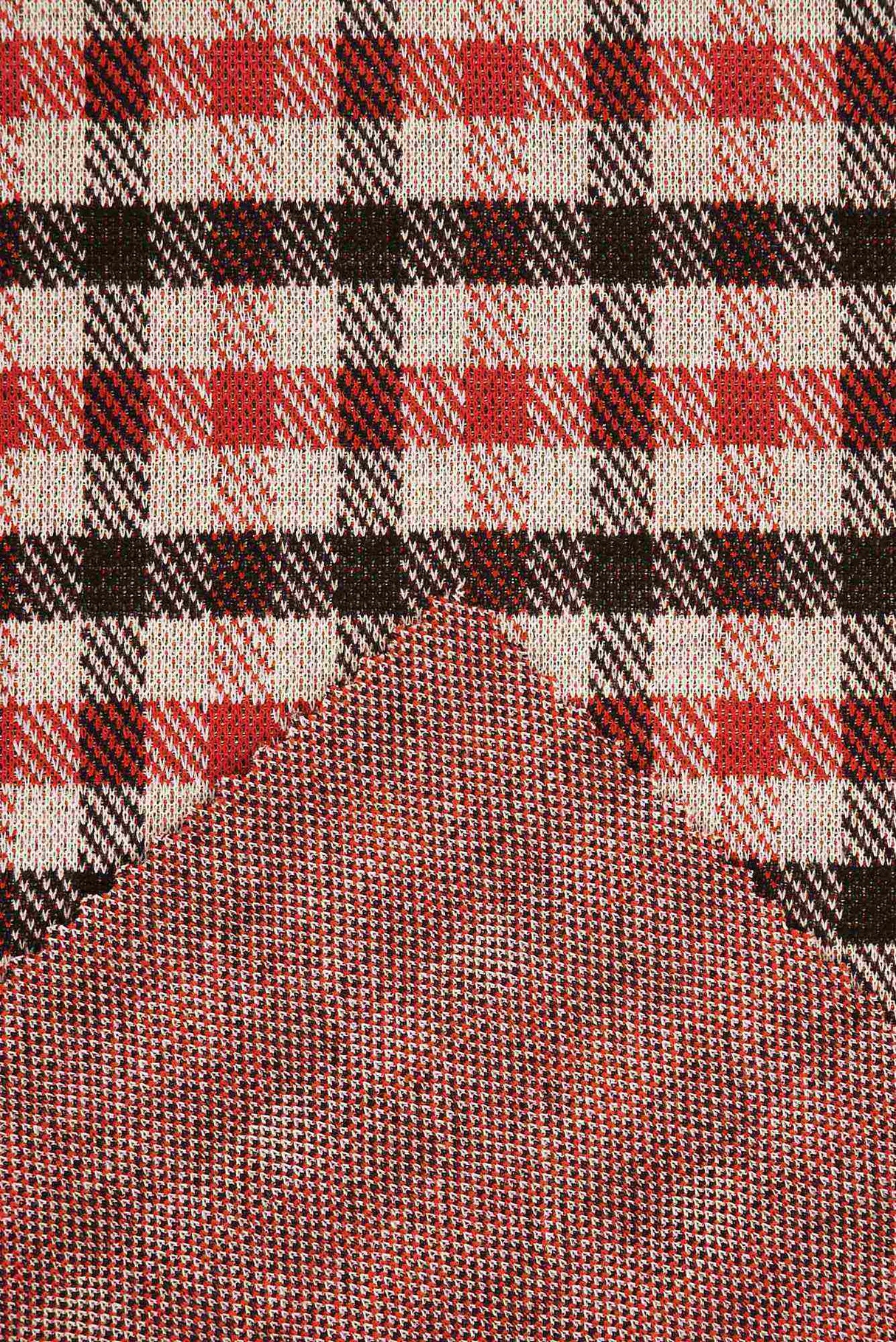 1 Yard Plaid Double Knit Jacquard Fabric Stretch Polyester Rayon Spandex 58/60 Inches Wide