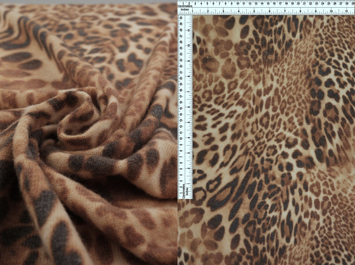 1 Yard Alpaca Sweater Knit Fabric Animal Print, 200 GSM, 58/60'' Wide Polyester Rayon Spandex Blend Sand