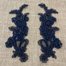 1 Pair Beaded & Corded Floral Lace Applique 9" x 2.5" Each Side