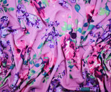 1 Yard Purple-Multi Floral Liverpool Stretch Spandex Double Knit Fabric 60 Inches