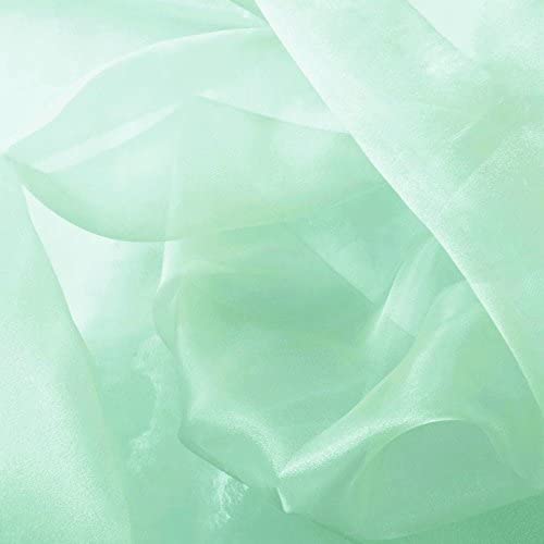1 Yard Aqua Blue Sheer Organza Fabric with Sparkle, 60" Width