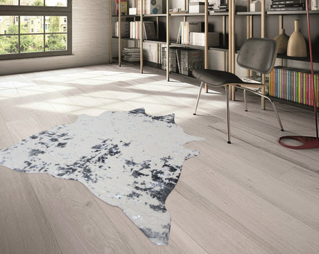 Vegan Cream Metallic Shiny Glow Faux Hide Area Rug/Carpet for Elegant Décor