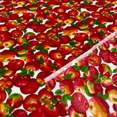 1 Yard Apple Print Poly Cotton Fabric Lightweight Durable Apparel Material width