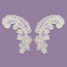 1 Pair Beaded & Corded Floral Lace Applique 2" x 5.5" Each Side