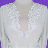 1 Pair Handmade Beaded Lace Applique on Satin for Bridal & Baptism 12.25" x 3.25" Each Side