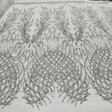 1 Yard Beaded Lace Fabric Embroidered on Polyester Net Mesh, 52" Wide Bridal & Evening Fabric