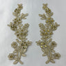 1 Pair Beaded & Corded Floral Lace Applique 10" x 2" Each Side