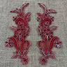 1 Pair Beaded & Corded Floral Lace Applique 9" x 2.5" Each Side