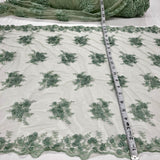 1 Yard Beaded Double Sided 3D Floral Lace Trimming 100% Polyester Net Mesh 21" Wide