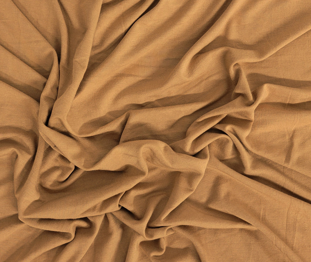 1 Yard Camel Bamboo Spandex Jersey Knit Fabric Lightweight