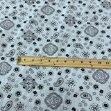 1 Yard Bandana Print Poly Cotton Fabric Durable Lightweight Apparel Material width
