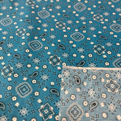 1 Yard Bandana Print Poly Cotton Fabric Durable Lightweight Apparel Material width