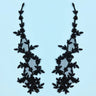 1 Pair 17" x 4.5" Beaded & Corded Floral Lace Applique 100% Polyester Net Mesh