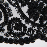 1 Yard Tulle Lace Fabric Embroidered with Sequins and Intricate Floral Pattern, 52" Wide