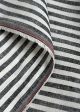 1 Yard Pure Linen Yarn Dyed 1/4 Inch Stripe Two Tone Natural Off Fabric 58 Inch White