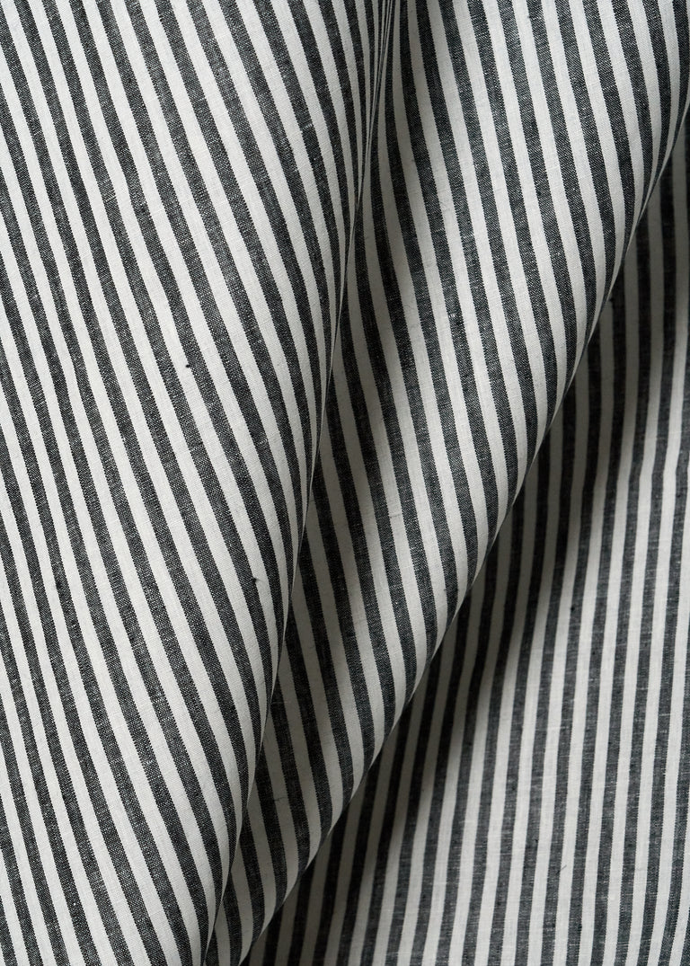 1 Yard Pure Linen Yarn Dyed 1/4 Inch Stripe Two Tone Natural Off Fabric 58 Inch White