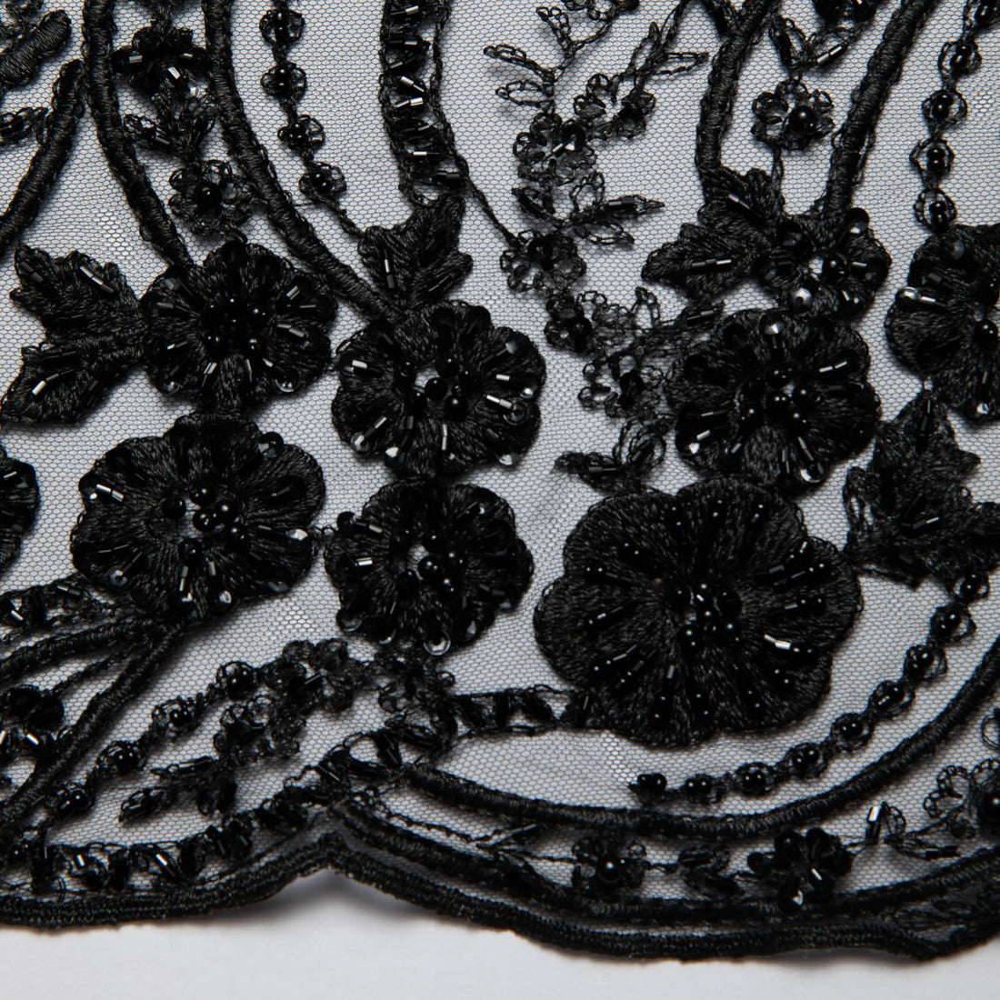 1 Yard 52" Wide Elegant Intricate Embroidered Tulle Lace Fabric Formal Wear