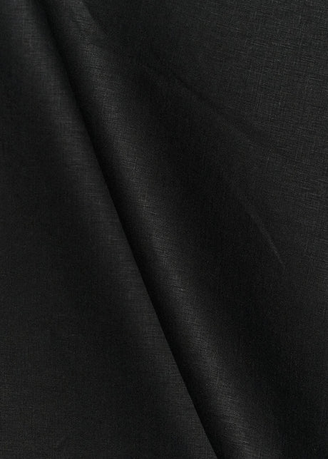 1 Yard Black Pure Linen Fabric 7 oz Flat Weave 58 Inches Wide