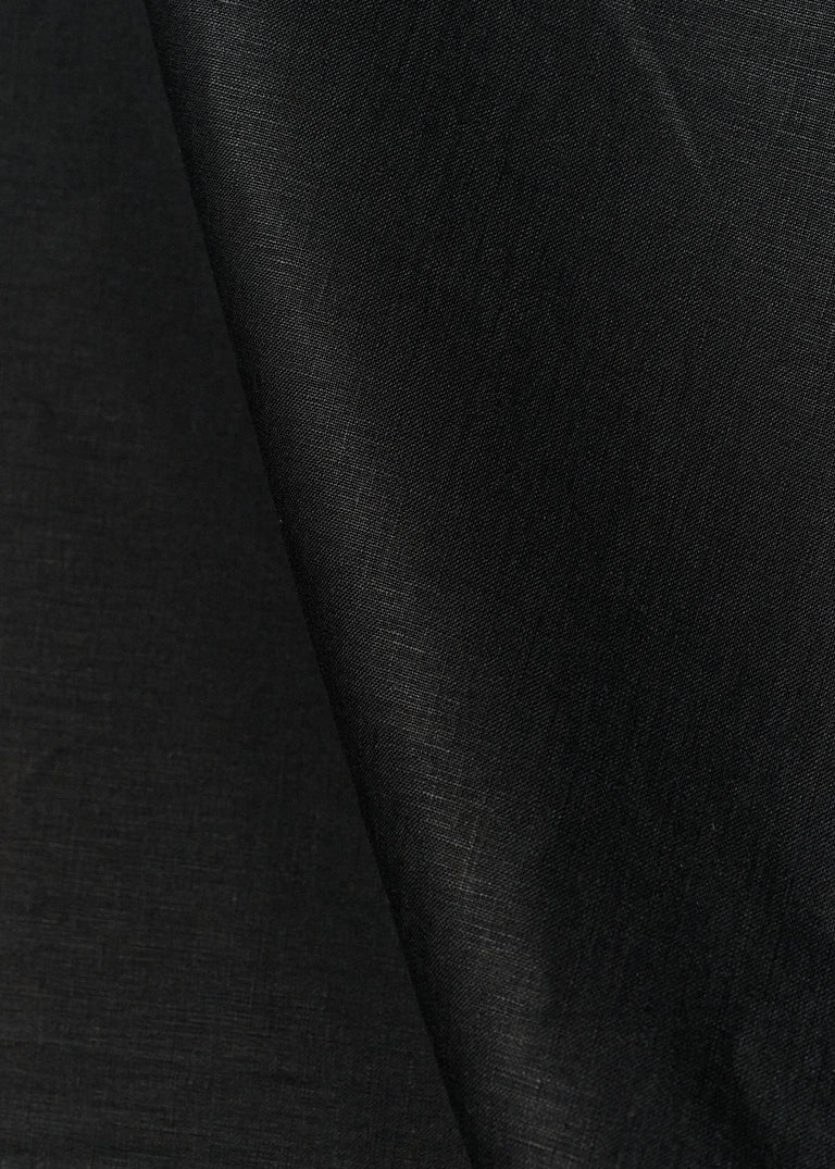 1 Yard Black Pure Linen Fabric 7 oz Flat Weave 58 Inches Wide