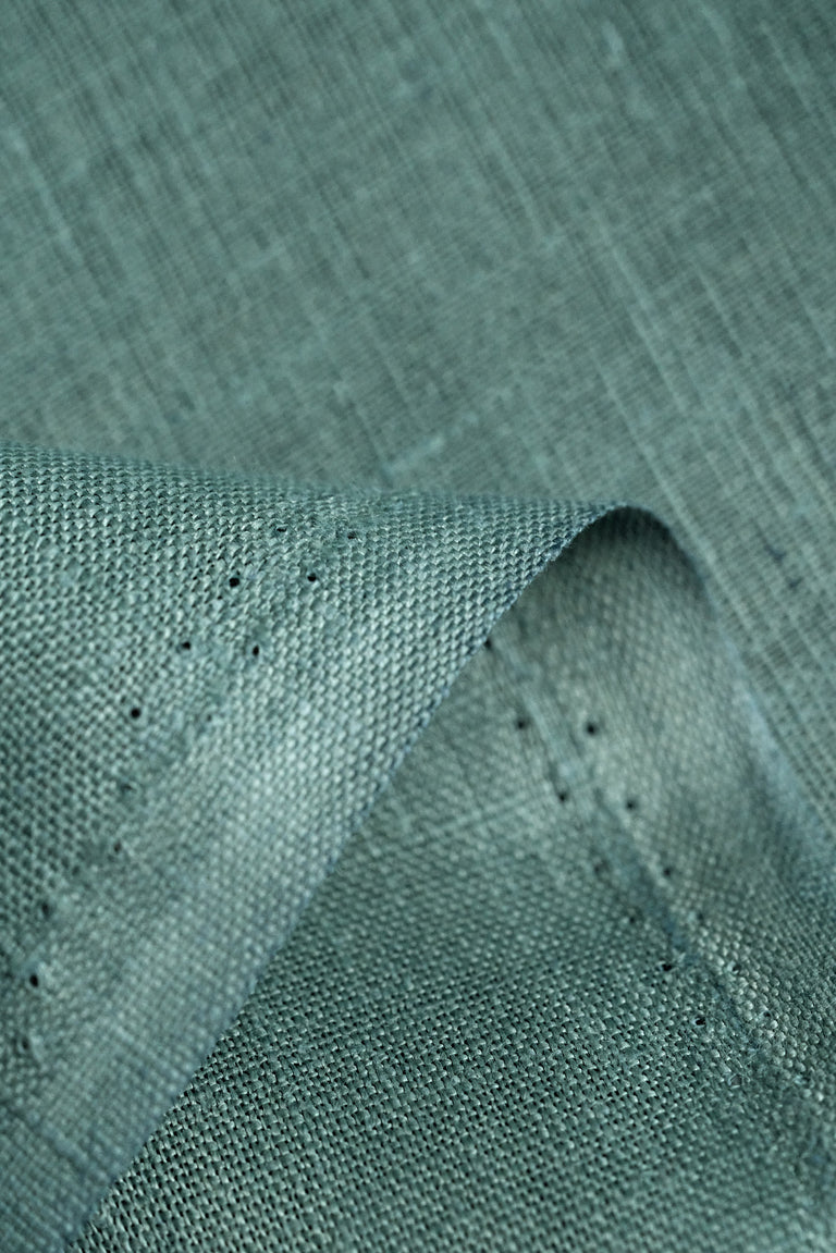 1 Yard Bluegreen Pure Linen Fabric, Washed Softened Midweight 5.5 oz 58 Inches Wide
