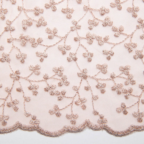 1 Yard Exquisite Mesh Lace Fabric with Metallic Embroidered Floral Pattern 52" Wide