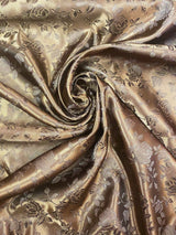 Brown Jacquard Satin Fabric - Brown Jacquard, 58"-60" Width