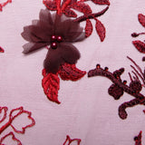 1 Yard Splendid 3D Floral Embroidered Tulle Lace Fabric in Two-Tone Design 52" Wide Premium Textile