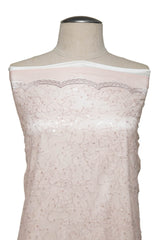 1 Yard Elegant Chantilly Lace Fabric with Floral Embroidery and Sparkling Sequins, 100% Nylon