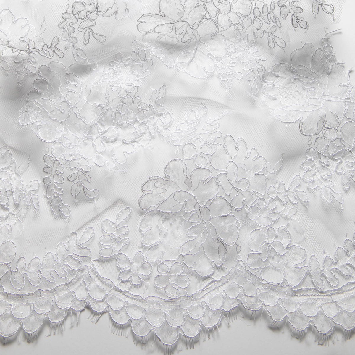 1 Yard Luxurious Corded Chantilly Lace Fabric with Floral Pattern 54" Wide
