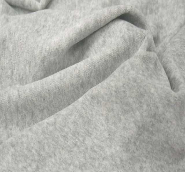 CVC Velour Cotton Polyester Fabric - Solid Heather Gray, 58/60" Width (1 Yard)