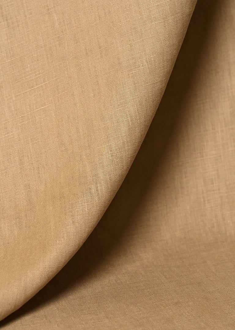 1 Yard Camel Stone Washed Pure Linen Fabric Midweight Solid 54 Inches Wide
