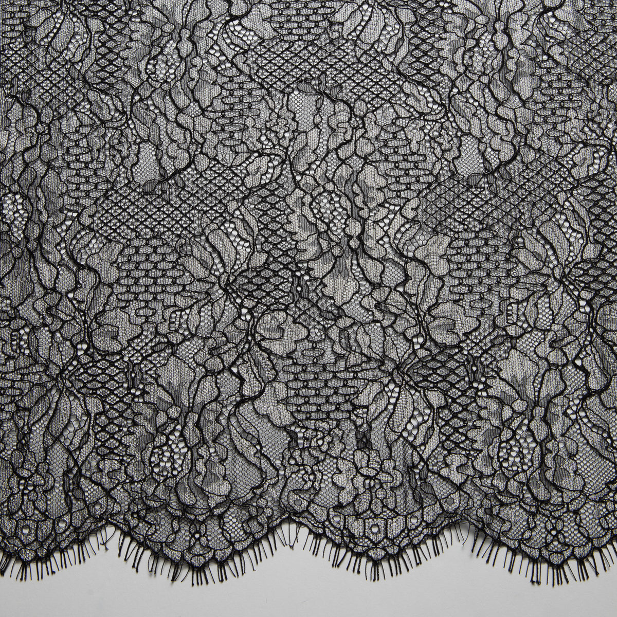 1 Yard Chantilly Lace Fabric Embroidered with Cord and Exquisite Floral Pattern, 56" Wide