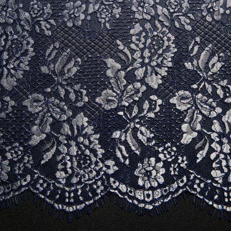 1 Yard Chantilly Lace Fabric Embroidered with Cord and Exquisite Floral Pattern, 56" Wide
