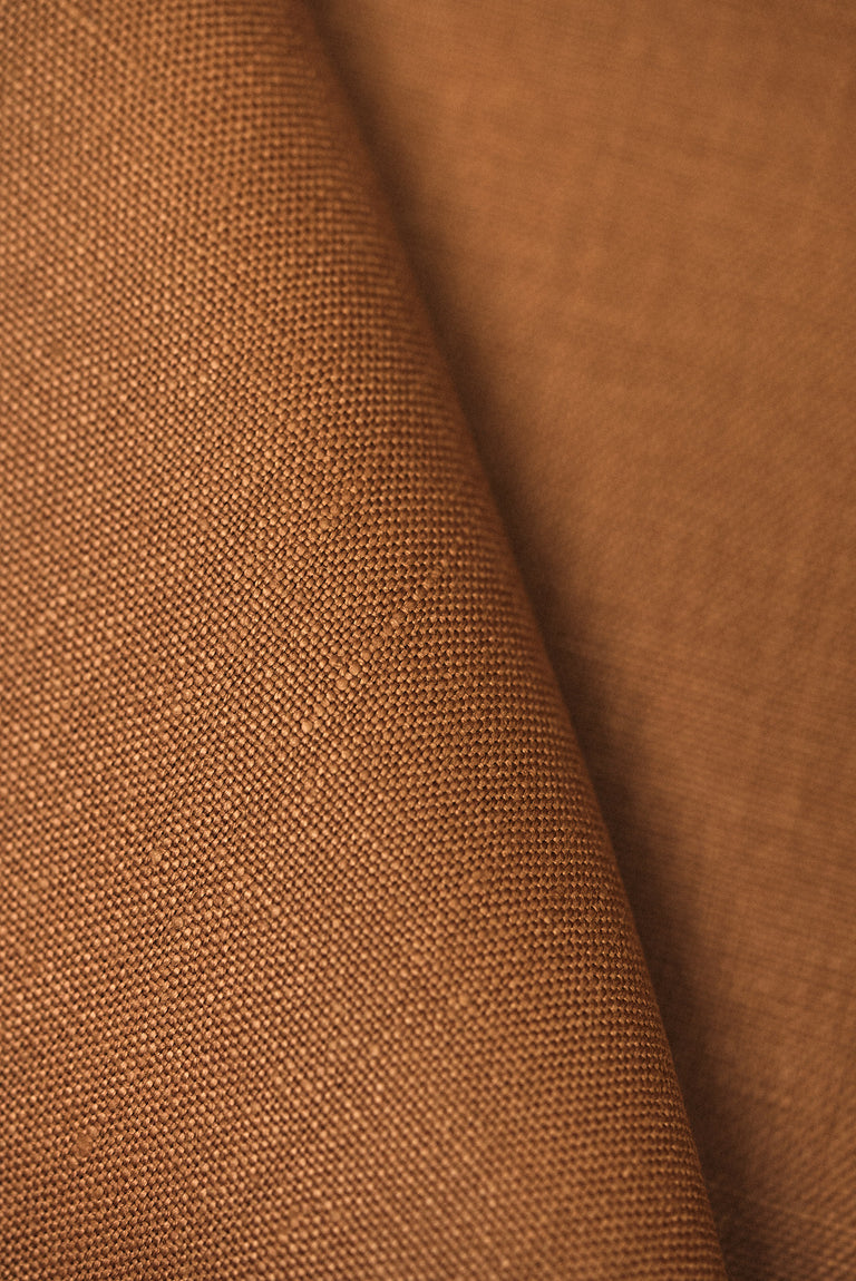 1 Yard Solid Cinammon Pure Linen Canvas Fabric 10.5 oz Softened 58 Inches Wide