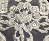 Beaded Lace Medallion Applique for Bridal Veils and Wedding Gowns 14" x 5.5"