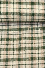 1 Yard Rustic Green Plaid Mesh Linen Natural Apparel Fabric 60" Width