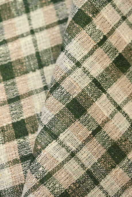1 Yard Rustic Green Plaid Mesh Linen Natural Apparel Fabric 60" Width