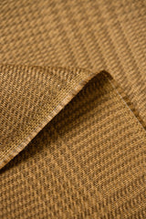 1 Yard Mocha Pure Linen 2-Tone Houndstooth LargeCheck Fabric Heavyweight 60 Inch Width