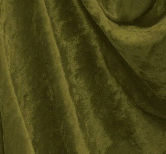 Crushed Panne Velour Polyester Fabric - Olive, 58/60" Width