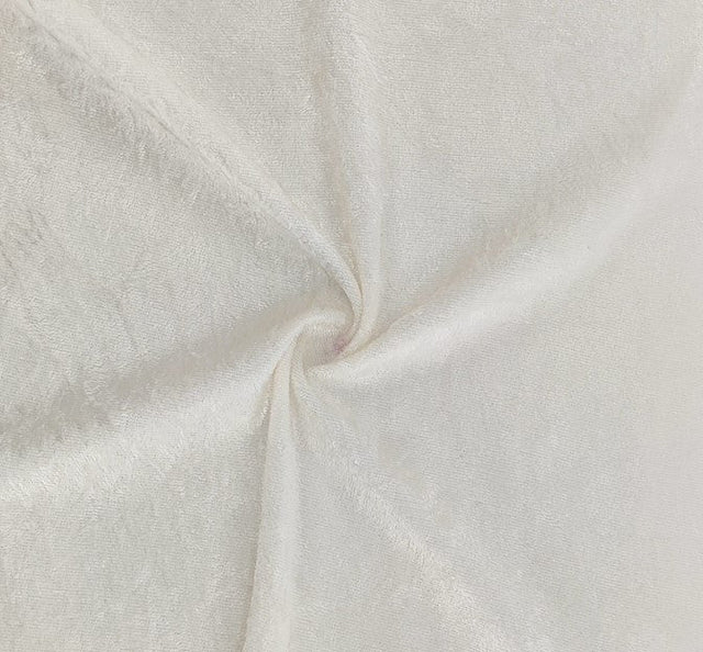 Crushed Panne Velour Polyester Fabric - Ivory, 58/60" Width (1 Yard)