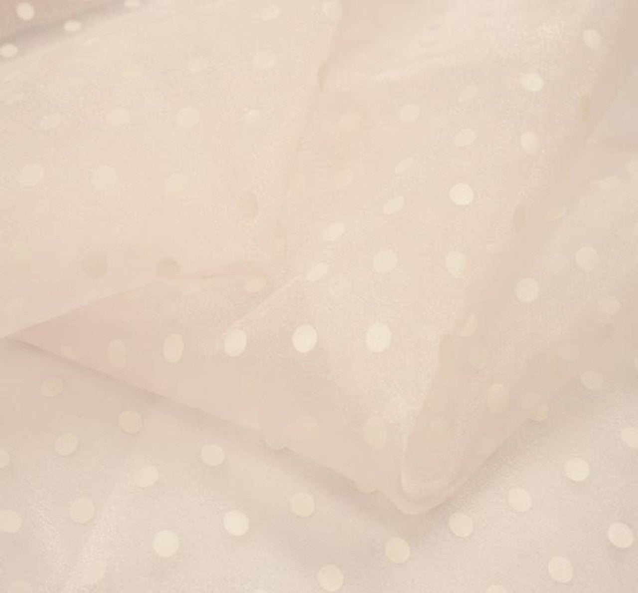 1 Yard Crystal Organza Pink with White Dots Fabric 58/59 Inches Wide