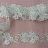 1 Yard Beaded Corded Embroidered Lace Trim 1.5" Wide 100% Polyester Organza for Dresses & Costumes