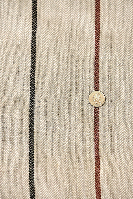 1 Yard Linen Novelty Herringbone Yarn Dyed Stripe Fabric Copper Color 54" Width