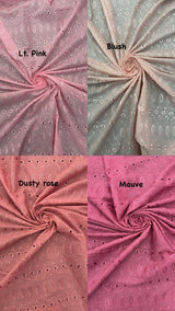 Coral Medium Eyelet Polyester Cotton Fabric - Coral, Solid, 41"-42" Width